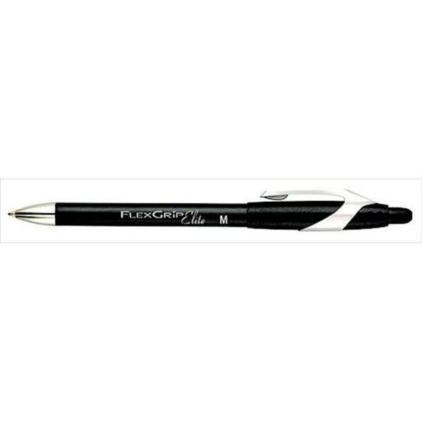 Paper Mate Papermate 087178 Flexgrip Elite Lubriglide Refillable Retractable Ballpoint Pen; Fine Tip; Black Ink-Barrel; Pack - 12 87178